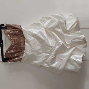 Jessica McClintock for Gunne Sax Gold & White Strapless Dress Size 11